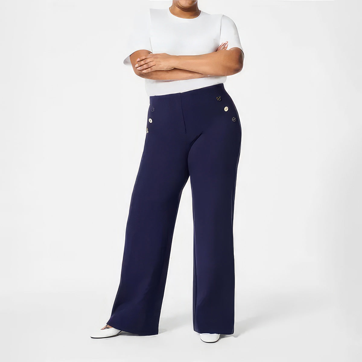 Tummy Control Button Wide Leg Pant (BUY 2 FREE SHIPPING)