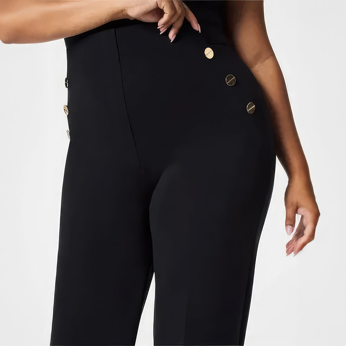 Tummy Control Button Wide Leg Pant (BUY 2 FREE SHIPPING)