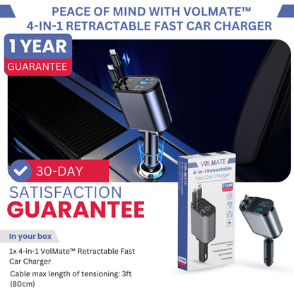 VolMate™ 4-in-1 Retractable Fast Car Charger