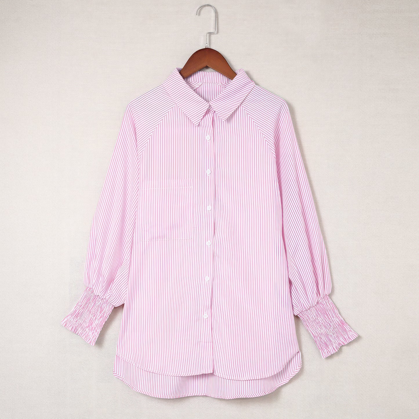 Mid-Length Shirt With Striped Lapel And Oversized Drawdown Sleeves (BUY 2 FREE SHIPPING)