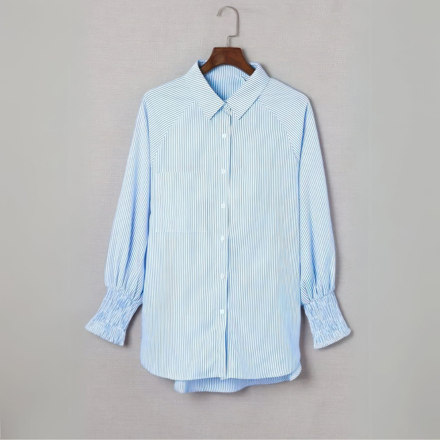 Mid-Length Shirt With Striped Lapel And Oversized Drawdown Sleeves (BUY 2 FREE SHIPPING)